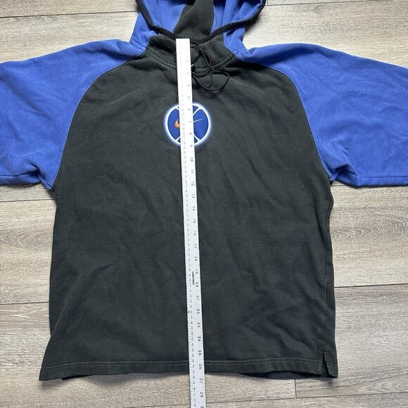 Vintage 90s Nike Basketball Embroidered Center Swoosh Hoodie Size M Black Blue - Picture 7 of 7